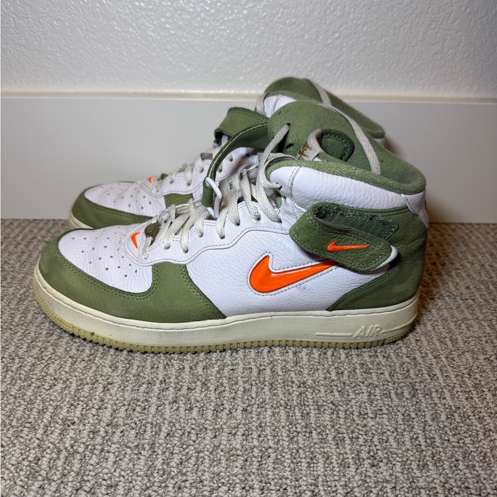Nike Men’s High-Top Sneakers - White, Green, and Orange